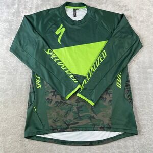 Specialized Demo Pro Jersey LS Mens Medium Green Camo Neon Yellow MTB Cycling